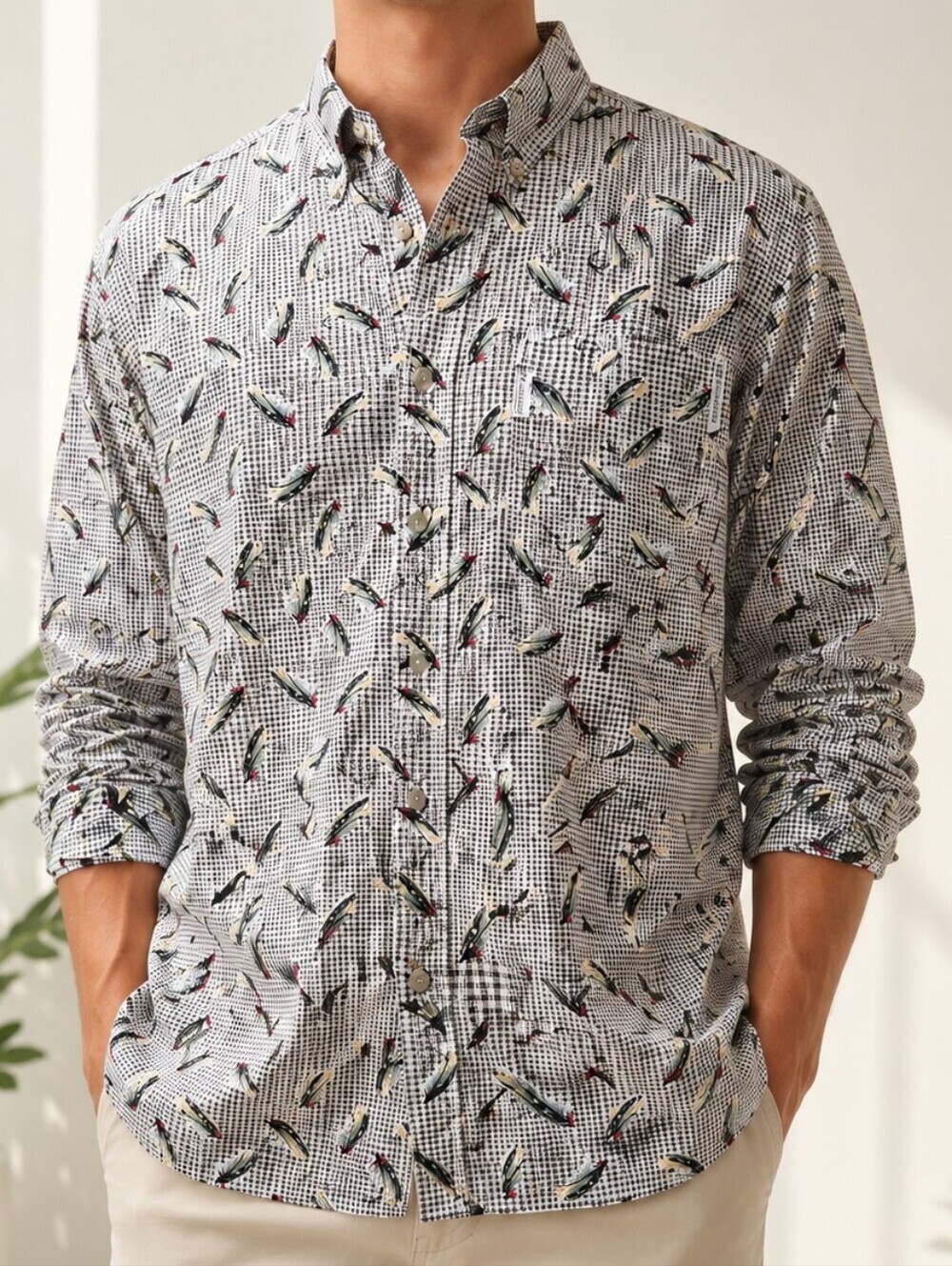 Columbia Fly Fishing Lure Button-Up Shirt XL Cotton Outdoors